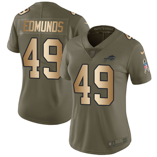 Nike Bills #49 Tremaine Edmunds Olive/Gold Women's Stitched NFL Limited Salute to Service Jersey